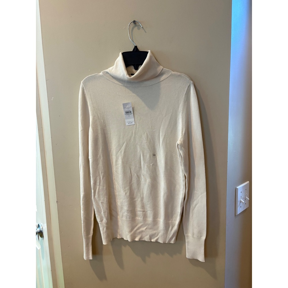 Ann Taylor Factory Cream Turtleneck Sweater Long Sleeve XS NWT Pinhole